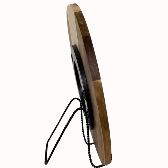 Christmas Acacia Wood Lazy Susan Rustic Table Jingle Bells Engraved Family Party - Picture 3 of 15